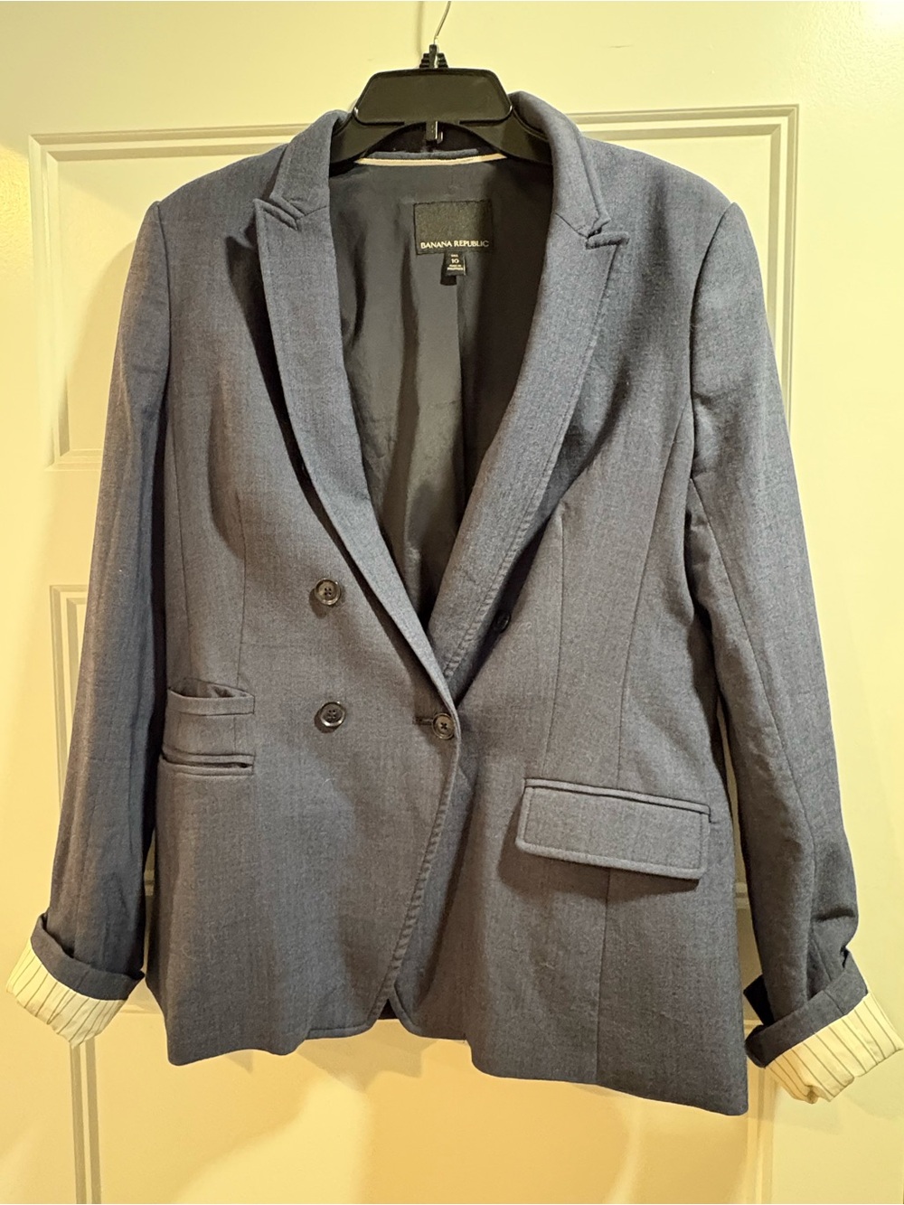 Banana Republic Navy Wool Blend Coat - Dark Blue size 10 tall